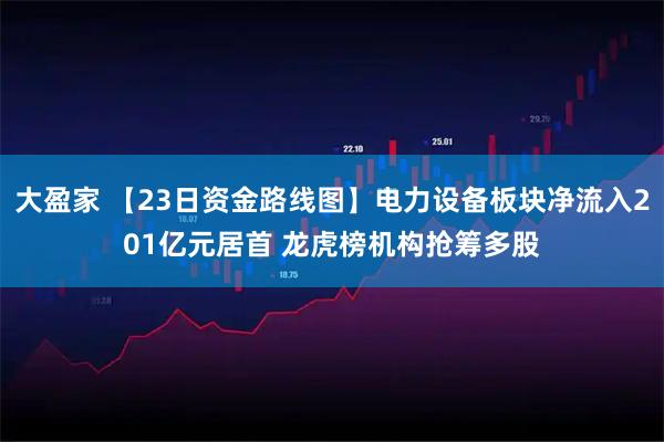 大盈家 【23日资金路线图】电力设备板块净流入201亿元居首 龙虎榜机构抢筹多股